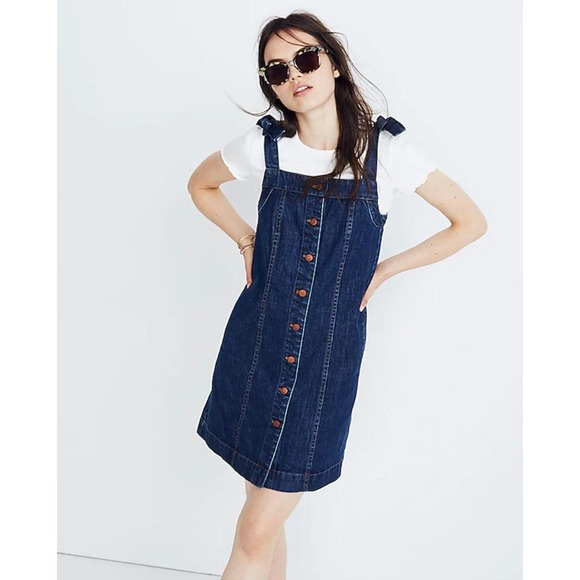 Madewell Dresses & Skirts - Madewell Dark Denim Tie Strap Mini Dress